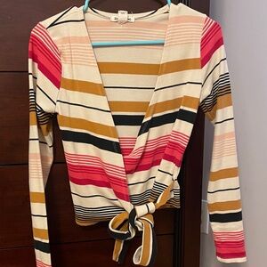 Billabong Cream and White Striped Shirt